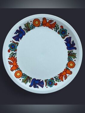 Vintage Villeroy and Boch Acapulco Folk Art Floral and Bird Print Ceramic Plate